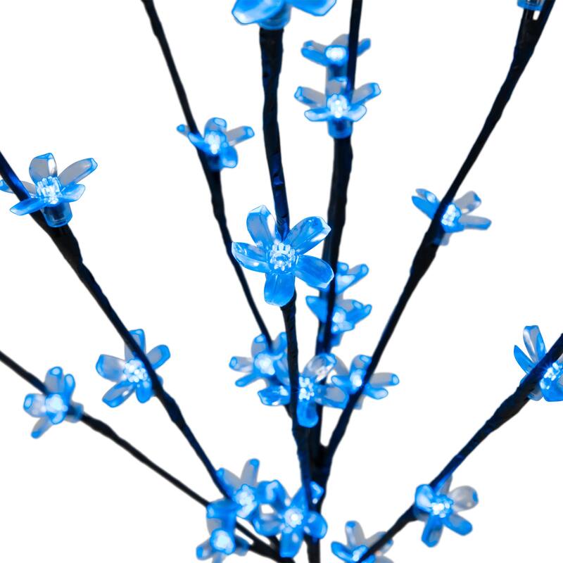 3 Pre-Lit Cherry Blossom Artificial Tree Branches 2.5' Blue LED Lights