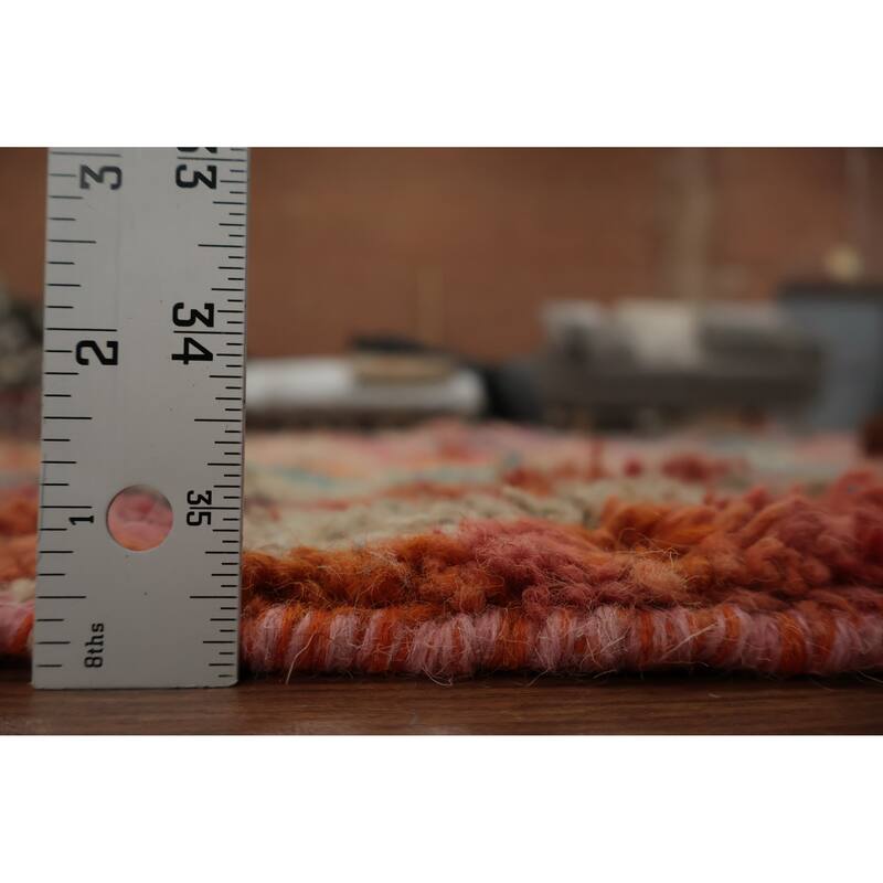 Hand Knotted Oriental 100% Wool Carpet Modern Geometric Multi-Colored Moroccan Area Rug - 12' 11'' X 8' 9''