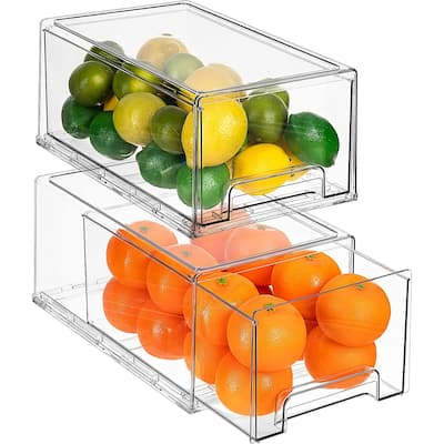 Sorbus Fridge Drawers - Clear Stackable Pull Out Refrigerator Organizer Bins 2 Pack, Large