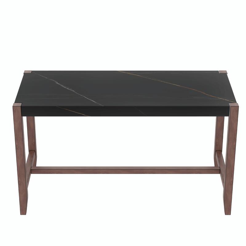 Space-Saving Dining Set - Marble Table & 4 Chairs