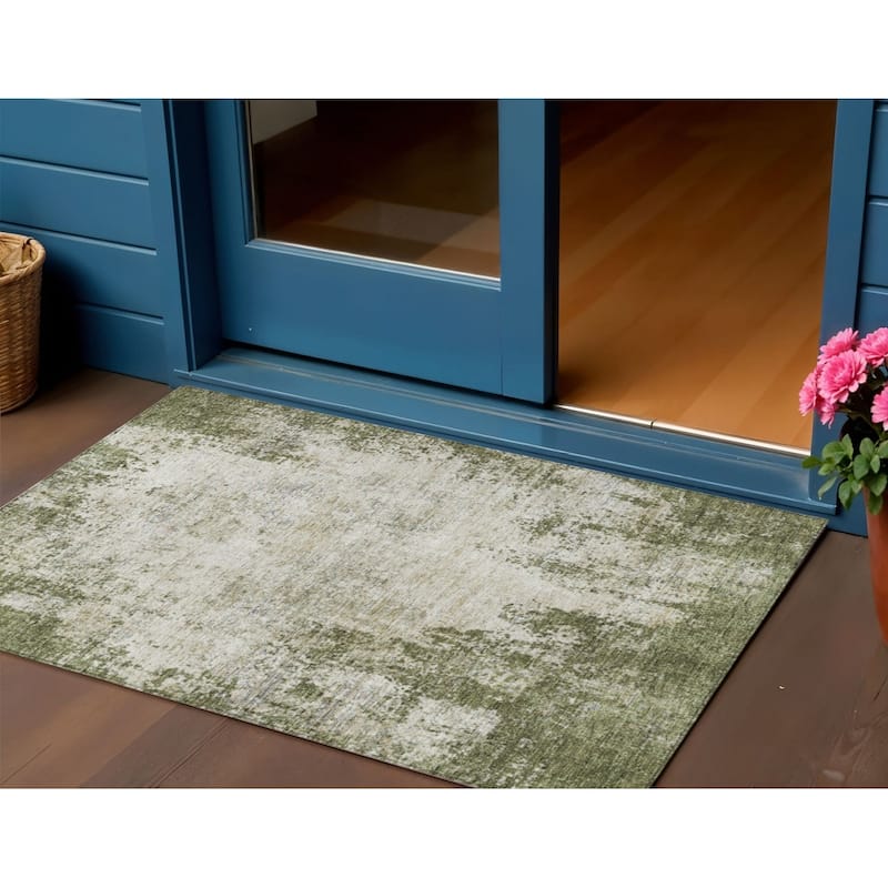 HomeRoots Abstract Transitional Rectangle Outdoor Rug - 3' x 5'
