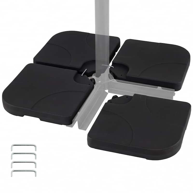 Gymax 4-Piece 164 LBS Water or Sand Filled Square Weight Plate Set - Black