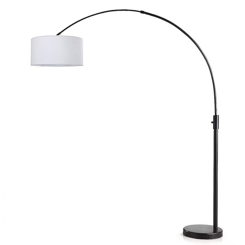 Orbita 82-In Retractable Arch Dimmable Floor Lamp include with15W LED Bulb - Drum White Shade