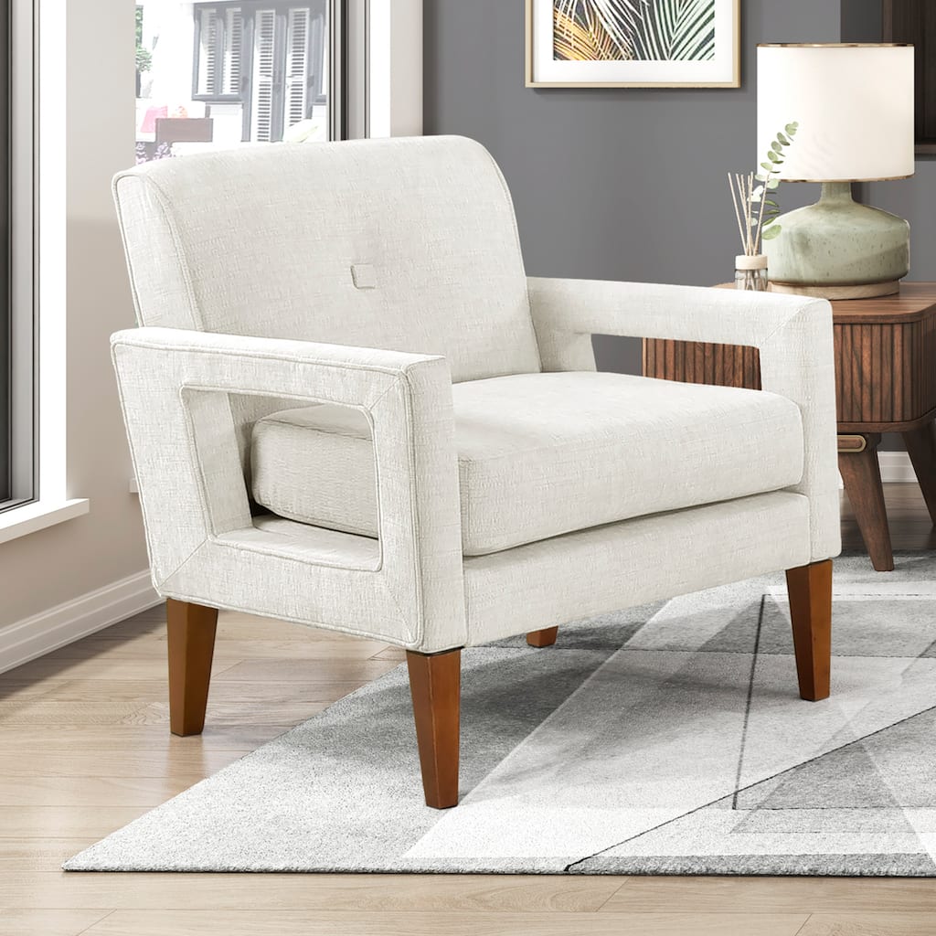 Vivian 29" Chenille Chair - Walnut Finish Solid Wood Legs