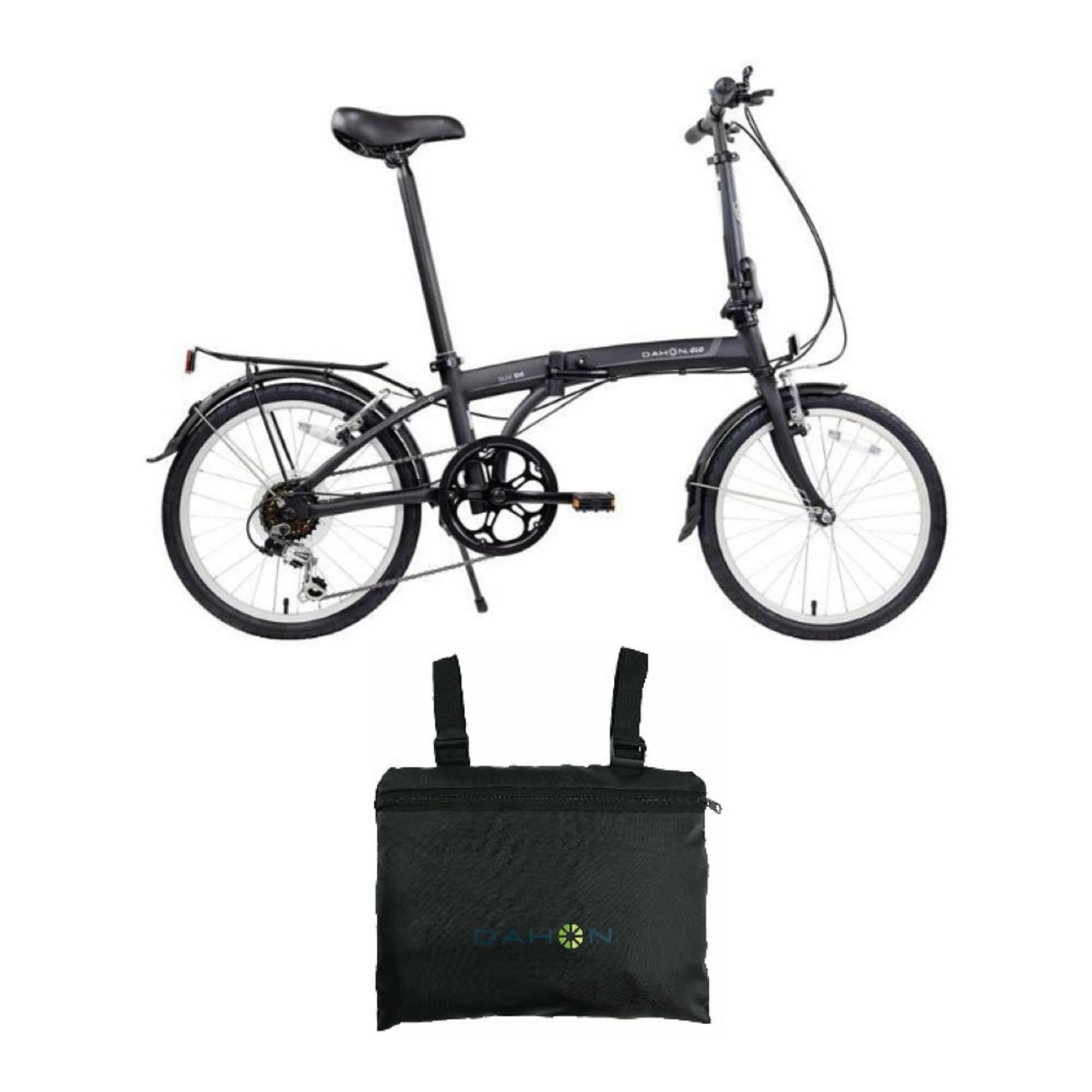 Dahon SUV D6 Folding Bike (Black) with Dahon Foldable Carry Bag