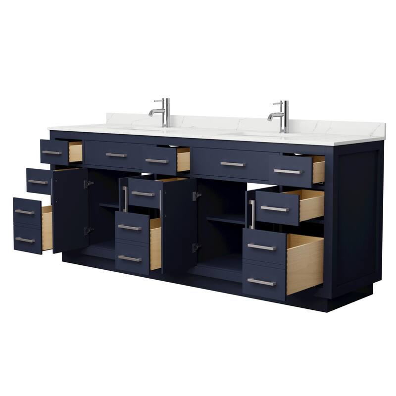 Beckett TK 84-inch Double Vanity, Single Hole Quartz Top
