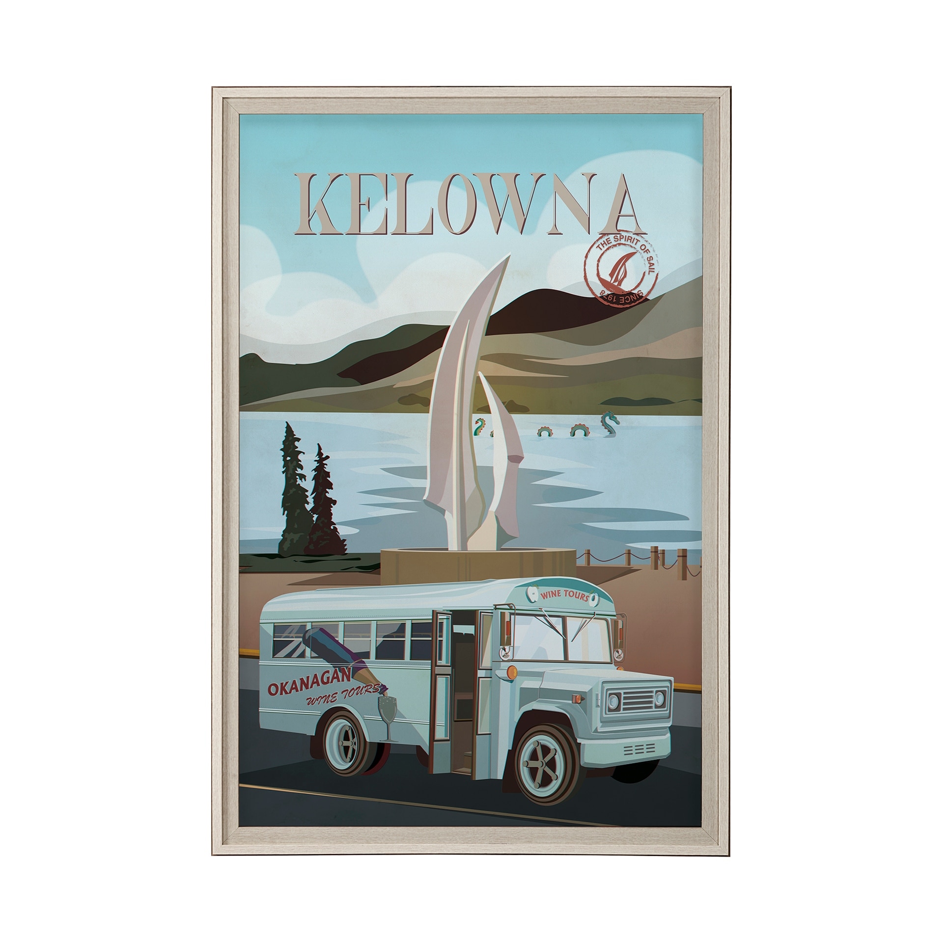Kelowna Go Canada (XL) by Mercana Studio a Hand Embellished Decograph Framed Art Print under Glass