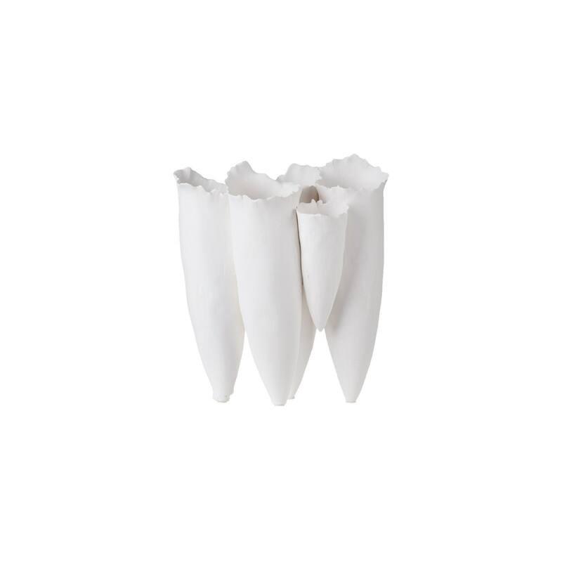 Clustered Conical Shaped Ceramic Vase - 10" - White