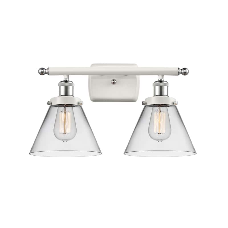 Innovations Lighting Ballston Urban Cone - 2 Light 18" Bath Vanity Light - Clear/White and Polished Chrome