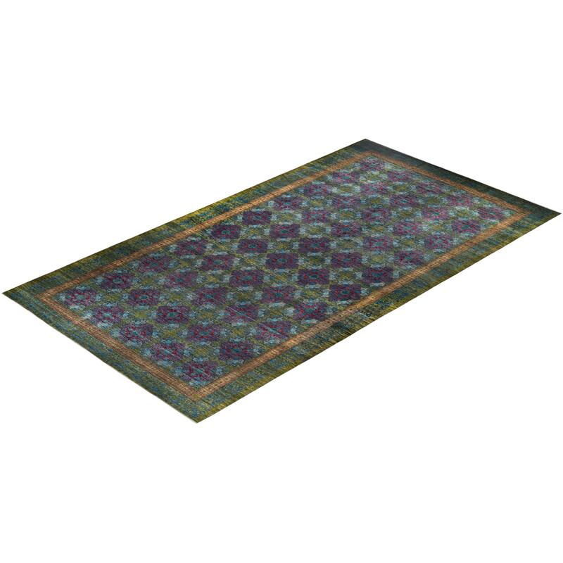 Overton Handknotted Wool Vintage Inspired Contemporary Suzani Green Area Rug - 22' 6" x 12' 2"
