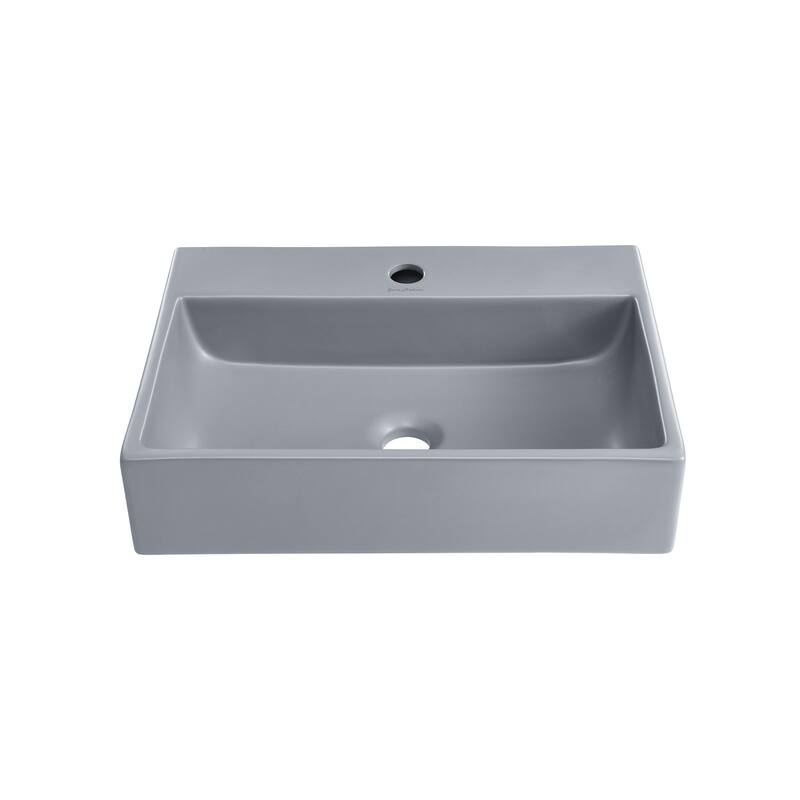 Reims 20" Rectangle Ceramic Vessel Sink In Matte Grey - 20.9" x 14.2" 4.75"