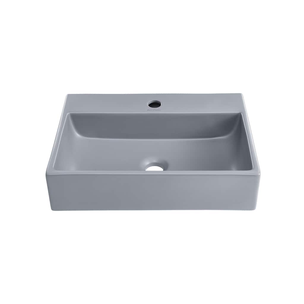 Reims 20" Rectangle Ceramic Vessel Sink In Matte Grey - 20.9" x 14.2" 4.75"
