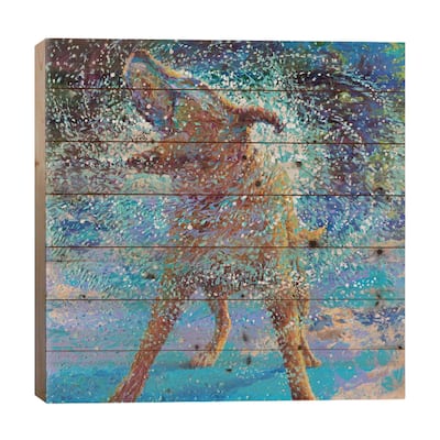 Swimmin' In Ice Print On Wood by Iris Scott - Multi-Color