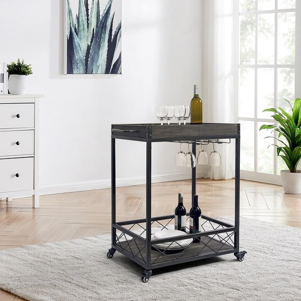 slide 1 of 5, FirsTime & Co. Driftwood Carson Bar Cart, Wood Wood - Dark Gray