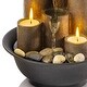 preview thumbnail 11 of 10, Alpine Corporation 11" Tall Indoor Tiered Column Tabletop Fountain with 3 Candles