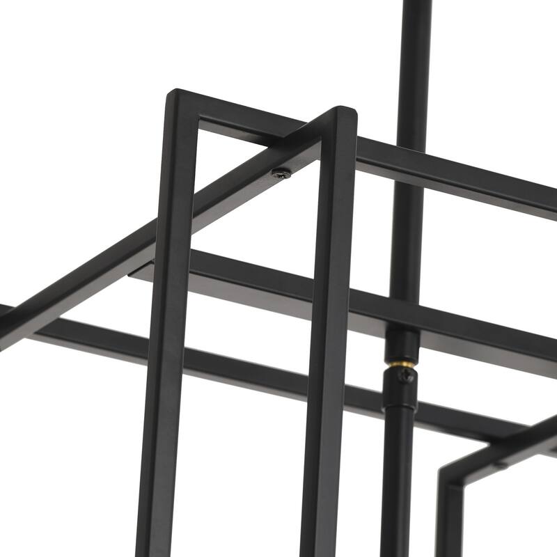 Industrial Matte Black 4-Light Metal Frame Candle Style Chandelier