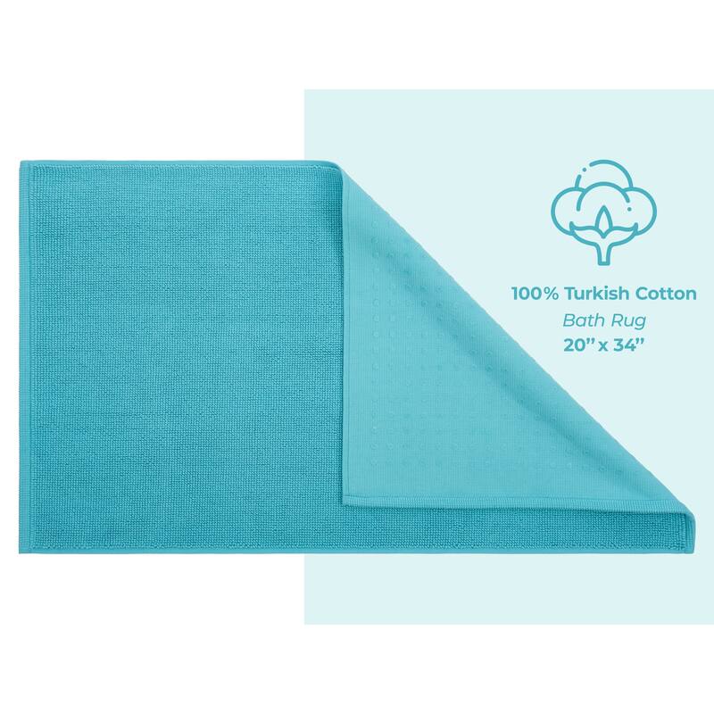 American Soft Linen 100% Cotton Bath Mat Rugs, 20x34 inches Slip Resistant Bottom Base Bath Mats for Bathroom