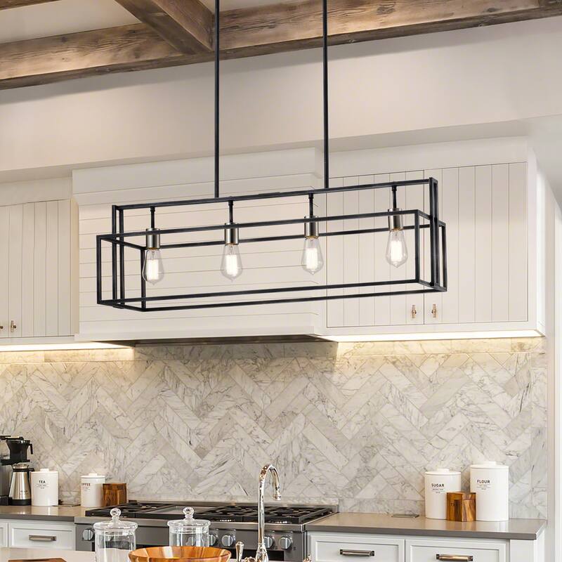 Nuvo Lighting Lake 4-light Island Pendant - Length 36.00", Width 10.00", Height 11.25"