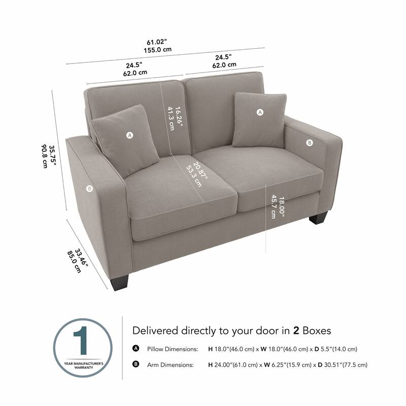 Bush Furniture Stockton 61W Small Loveseat Sofa for Living Room
