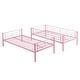 preview thumbnail 10 of 9, Pink Twin over Twin Size Metal Bunk Bed with Ladder and Fence for for Bedroom, Kids, Boys and Girls