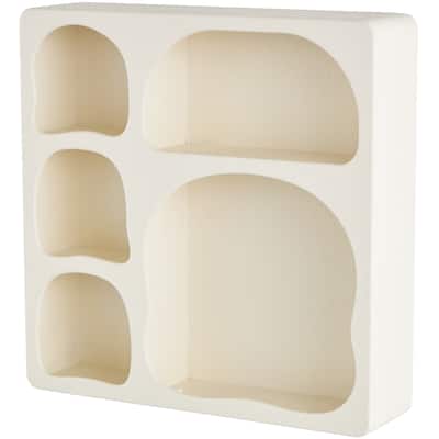 Wood Geometric 5 Shelf Wall Shelf - Cream or Black - Roche River Decor