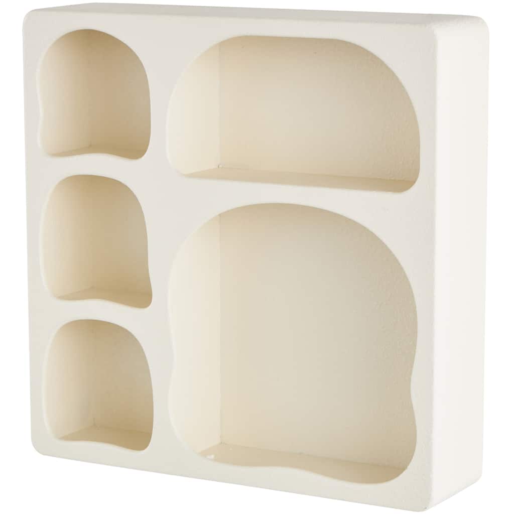 Wood Geometric 5 Shelf Wall Shelf - Cream or Black - Roche River Decor