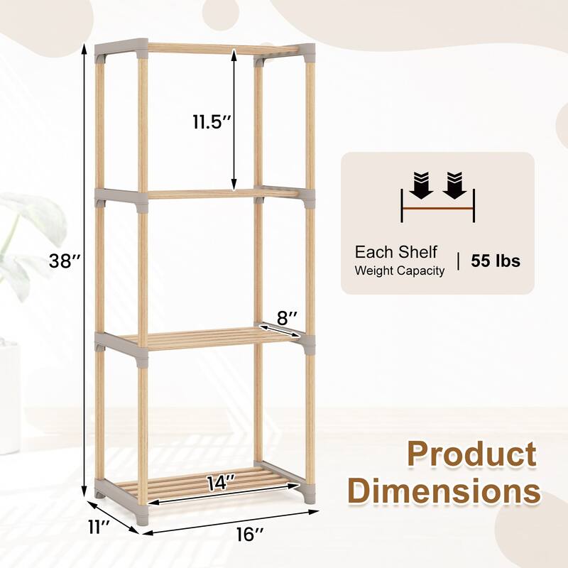 Gymax 4-Tier Bookshelf w/Open Shelves Freestanding Storage Organizer