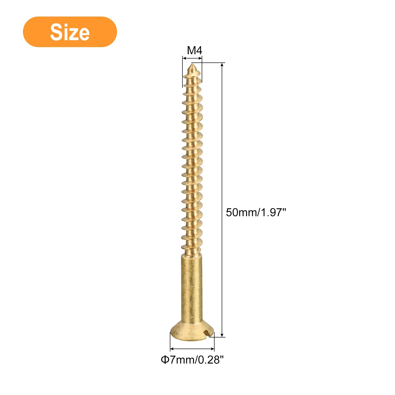 Brass Wood Screws, Slotted Drive Flat Head Self Tapping Screw for Woodworking Furniture - Gold