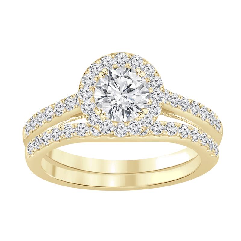 Auriya 1 3/4ctw Round Halo Diamond Engagement Ring Set 14k Gold