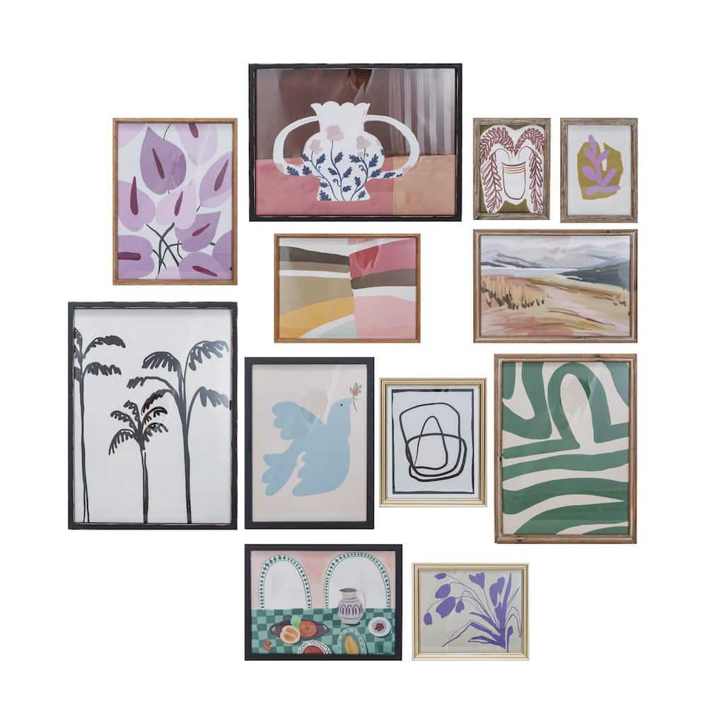 Wood Framed Glass Wall Decor with Images