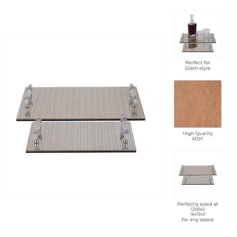 Decorative Trays with Acrylic Handles Metallic Finish (Set of 2)