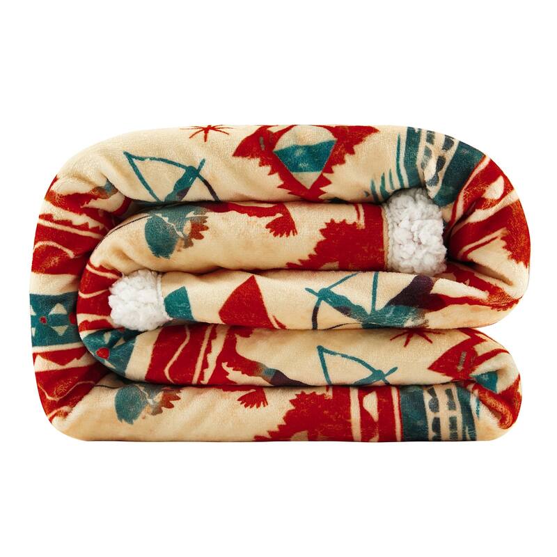 Indigo Hill by HiEnd Accents Campfire Sherpa Fleece Throw, 1PC or 3PC