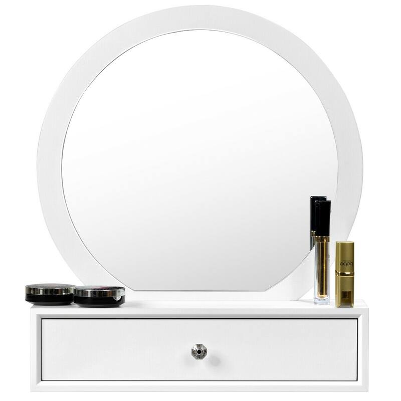Costway Wall Mounted Vanity Makeup Dressing Home Furniture 2Drawer