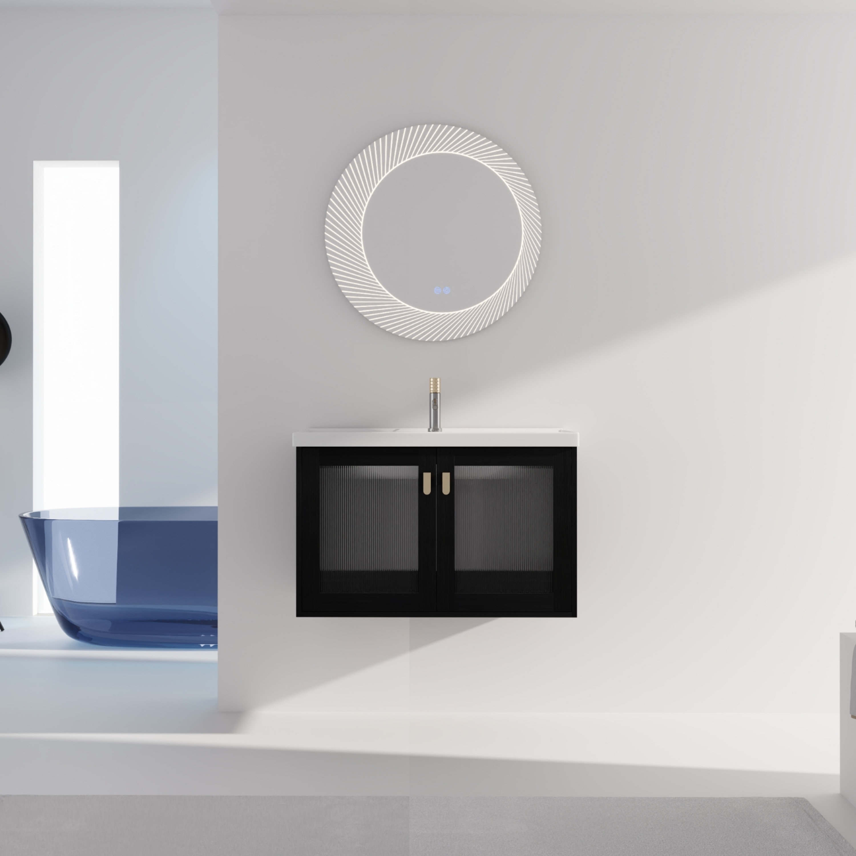 32 Inch Wall-Mounted Bathroom Vanity With Sink, For Small Bathroom