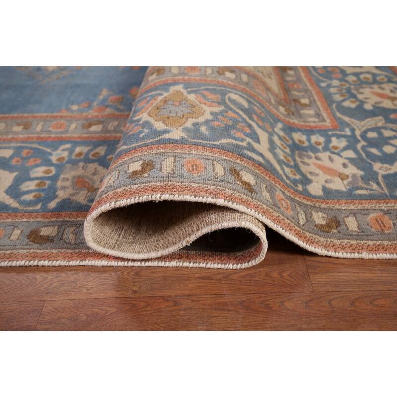 Tabriz Vintage Persian Area Rug Handmade Oriental Blue Wool Carpet - 9'8" x 12'5"