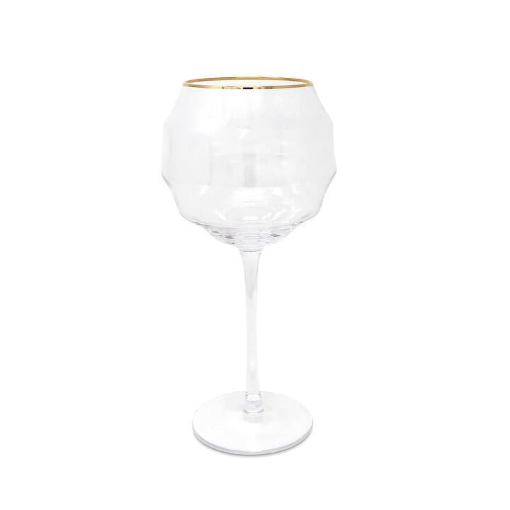 Set of 6 Glasses Unique Shaped And Gold Rim