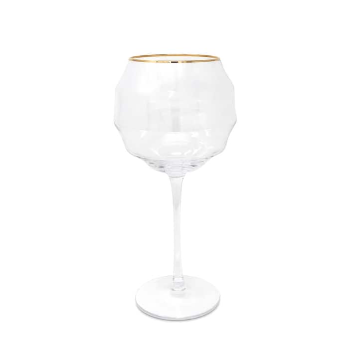 Set of 6 Glasses Unique Shaped And Gold Rim