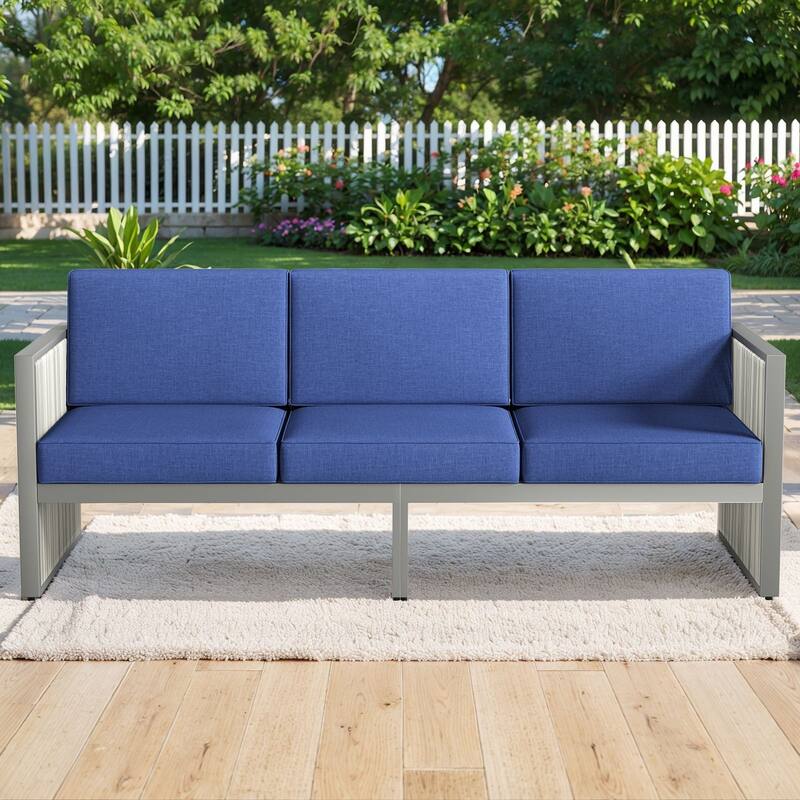 3 Seats Patio Sofa All Weather Wicker Patio Couch