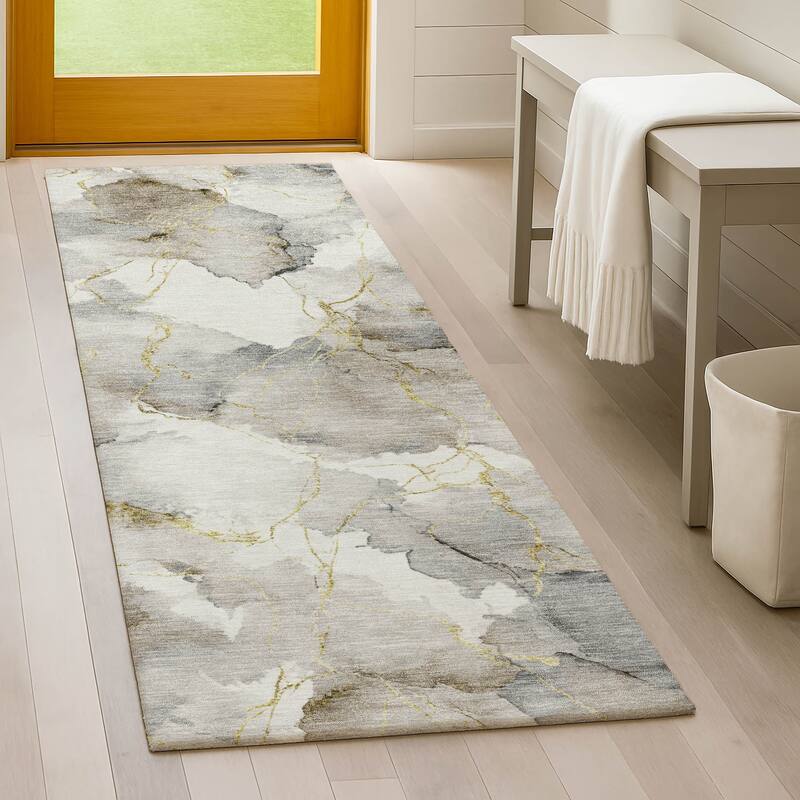 Machine Washable Indoor/ Outdoor Modern Brighton Chantille Rug