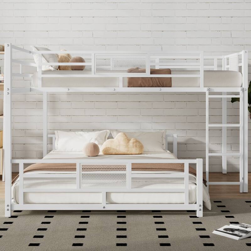 L-shaped Metal Twin over Full Size Bunk Bed