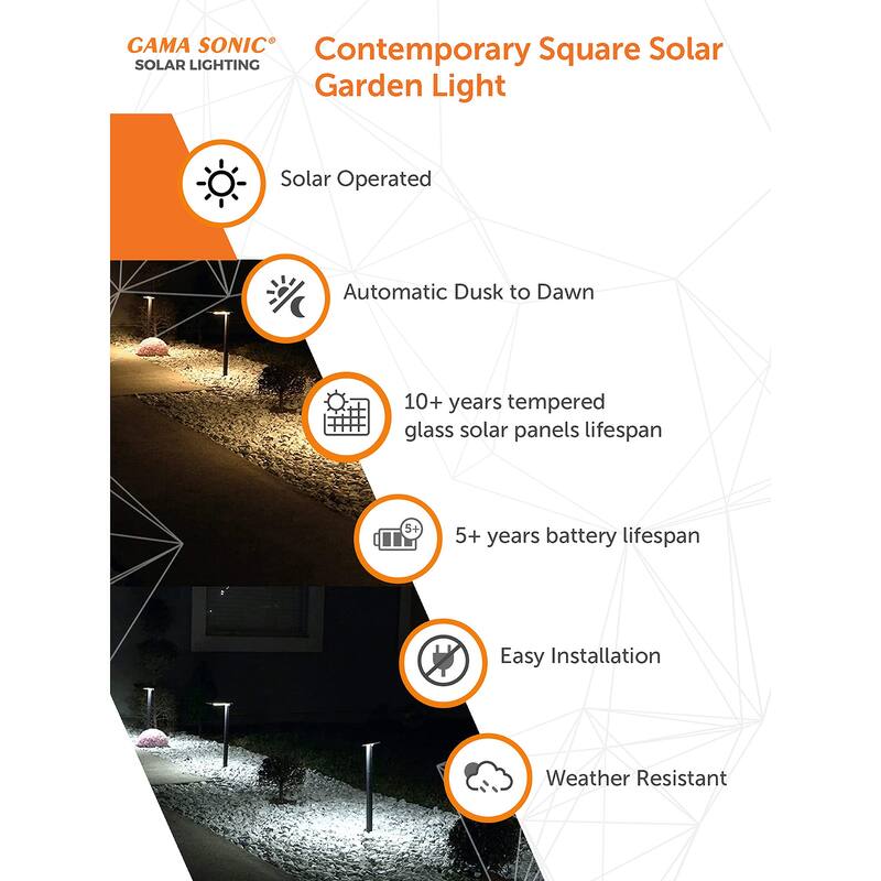 80 Lumen Contemporary Square Solar Outdoor Path Light
