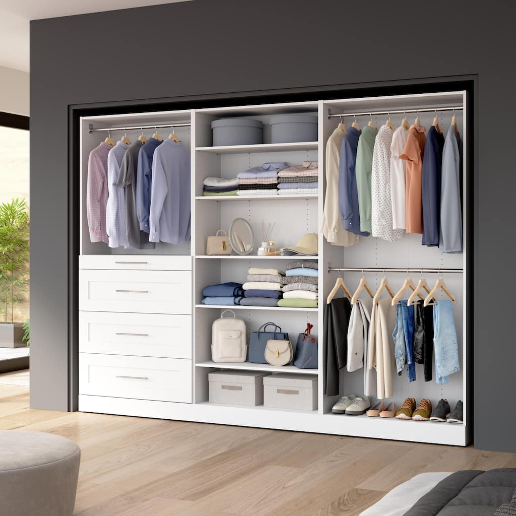Bestar Florence 107W x 16D Walk-In Closet Organizer System, Shaker