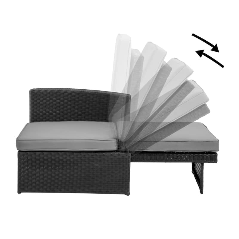 5-Piece Black Wicker Outdoor Recliner Chaise Lounge Sofa Clearance