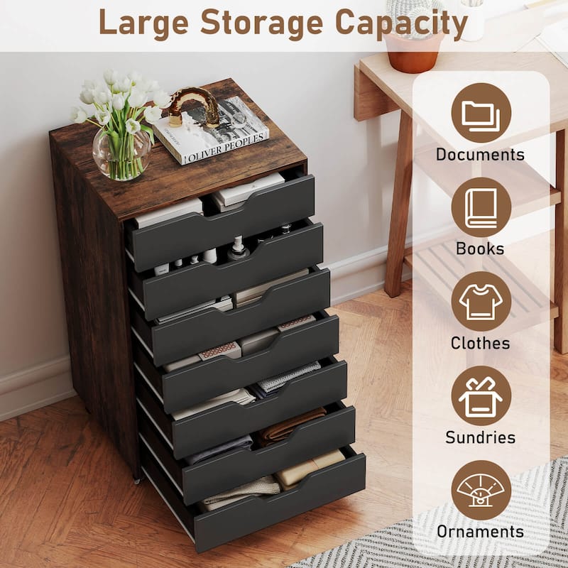 Costway 7-Drawer Chest Mobile File Cabinet Vertical Filing Organizer - See Details