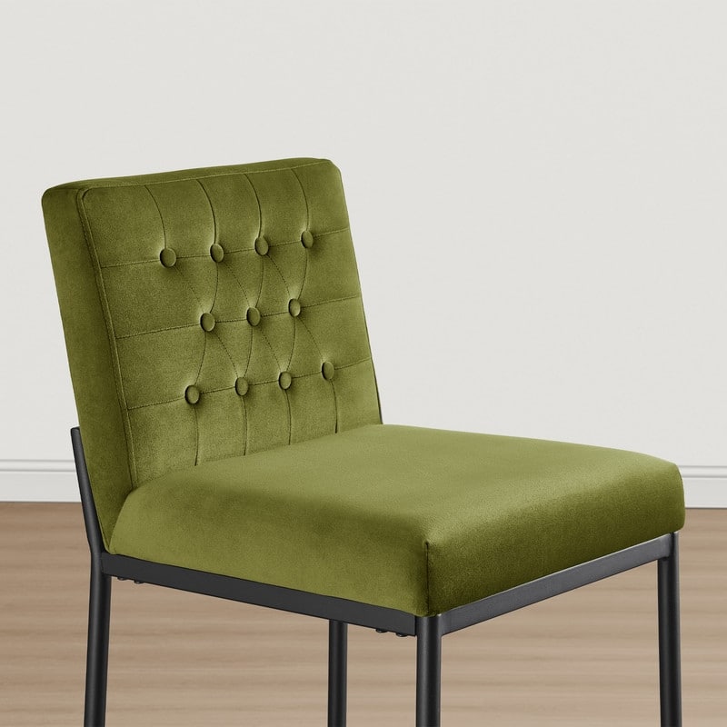 Spruce & Spring Velvet Tufted Counter Bar Stool with Metal Frame