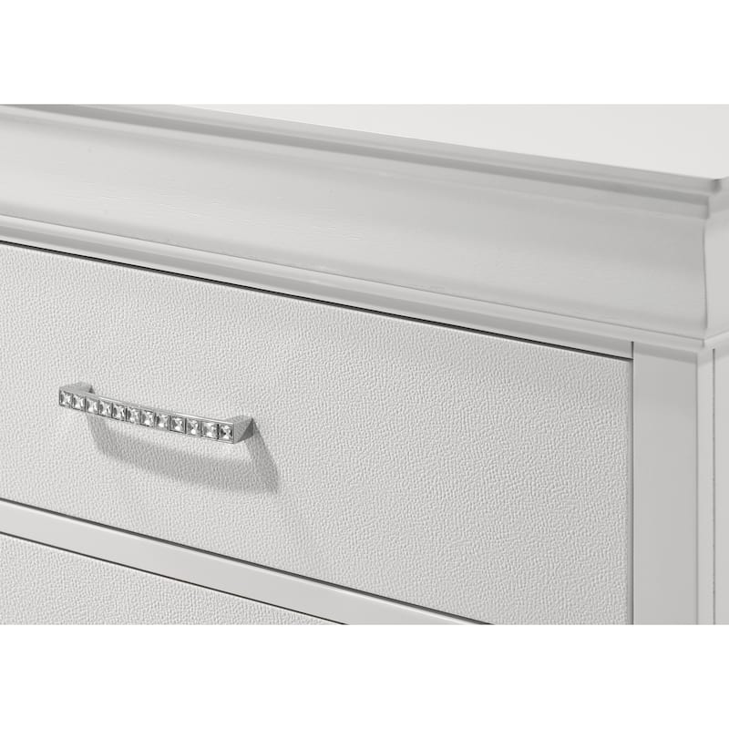 1pc Two Drawers Nightstand Solid Wood Crystal-Like Diamond Tufted Texture