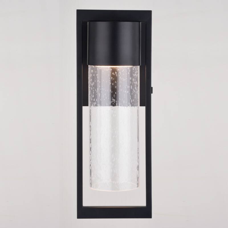 Sawyer Steel 1 Light Integrated LED Matte Black Contemporary Outdoor Wall Lantern Clear Glass - 5-in W x 14.25-in H x 5.25-in D