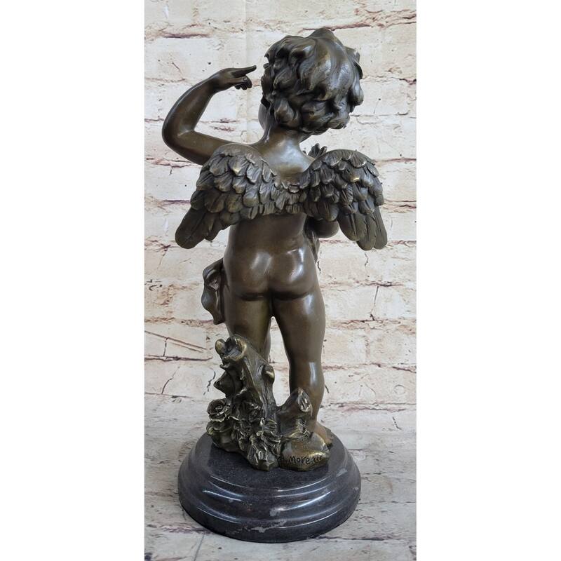 Cherub Cherubim Boy Bronze Statue Sculpture Figure Decor 13.5 Inches X 6 Inches