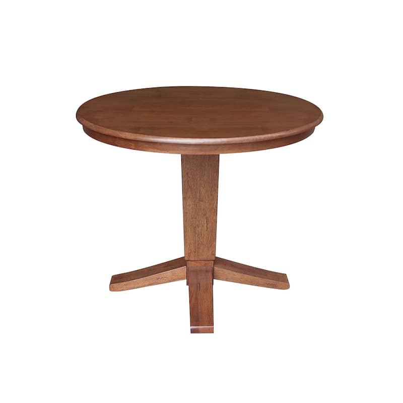 36" Solid Wood Round Top Pedestal Dining Table with 12 in Leaf