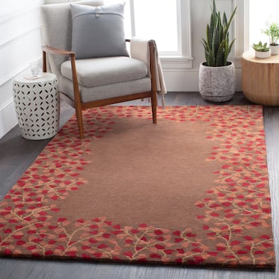 Rome Hand Tufted Floral Border Area Rug